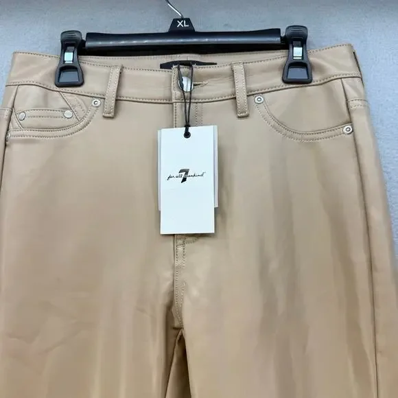 7 For All Mankind Pants Women's XS Tan Faux Leather Preppy Business Casual NWT - Picture 6 of 15